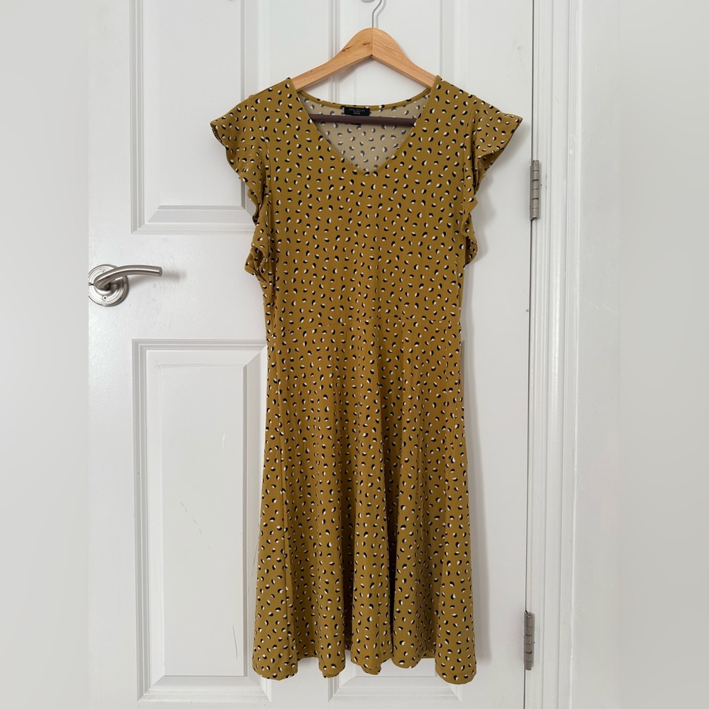 Ann Taylor Mustard Yellow Patterned Dress, Size SP